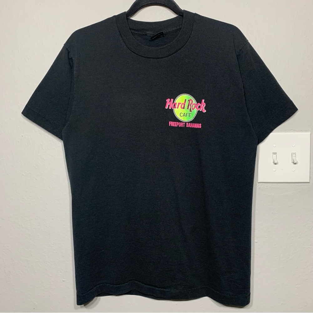 Vintage 90s Hard Rock Cafe Bahamas Black‎ Single Stitch Tee Medium
